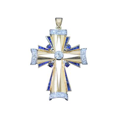 Art Deco Jeweled Cross Pendant