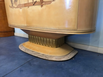 Art Deco Lacquered Wood Parchment Bar Cabinet Galleria Mobili Cant Italy 1950