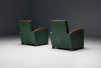 Art Deco Leather Club Chairs France 1930s