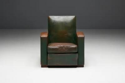 Art Deco Leather Club Chairs France 1930s