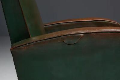 Art Deco Leather Club Chairs France 1930s
