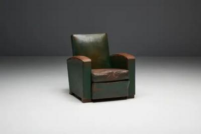Art Deco Leather Club Chairs France 1930s