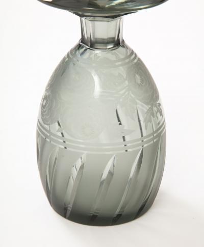 Art Deco Lidded Cut and Etched Crystal Bottles by Moser