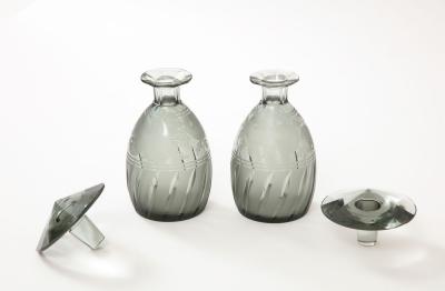 Art Deco Lidded Cut and Etched Crystal Bottles by Moser