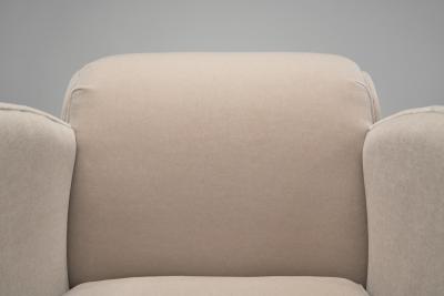 Art Deco Lounge Chair in Off White Mohair Upholstery France 1930s