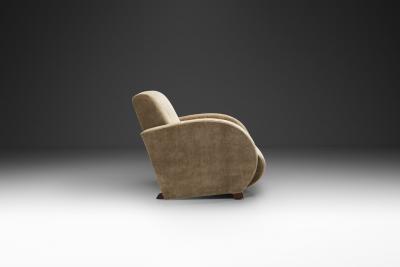 Art Deco Low Armchair in Sand Upholstery Europe First half of the 20th Century