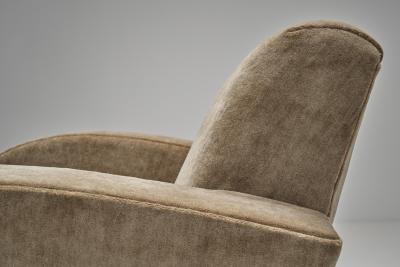 Art Deco Low Armchair in Sand Upholstery Europe First half of the 20th Century