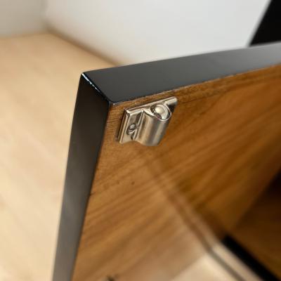 Art Deco Lowboard Black Lacquer Chrome Fittings France circa 1930