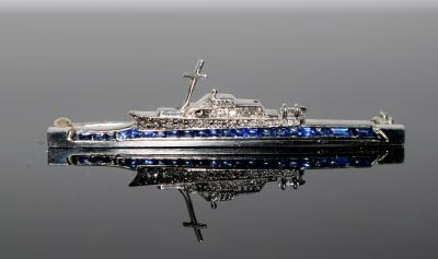 Art Deco Luxury Yacht Brooch