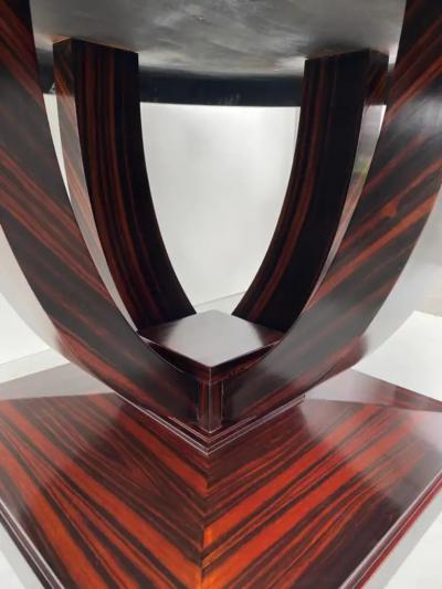 Art Deco Macassar Ebony Round Dining Center Table Beautifully Veneered Wood