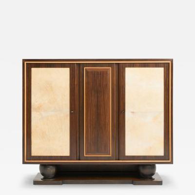 Art Deco Macassar Ebony and Velum Cabinet