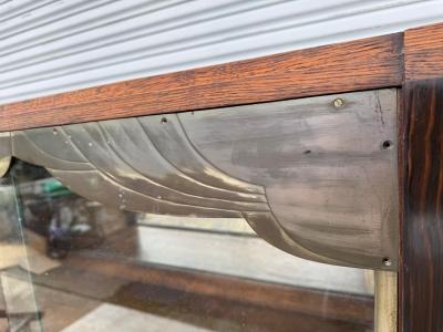 Art Deco Macassar Wood Sideboard Dry Bar with Metal Escutcheons