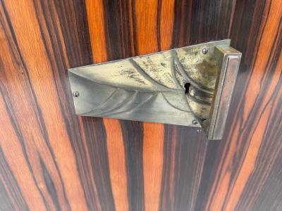 Art Deco Macassar Wood Sideboard Dry Bar with Metal Escutcheons