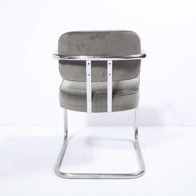 Art Deco Machine Age Bent Aluminum and Platinum Velvet Occasional Chair
