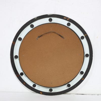 Art Deco Machine Age Floating Edge Round Banded Mirror W Reverse Bevel Details