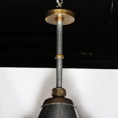 Art Deco Machine Age Industrial Pendants in Polished Aluminum Bronze Brass