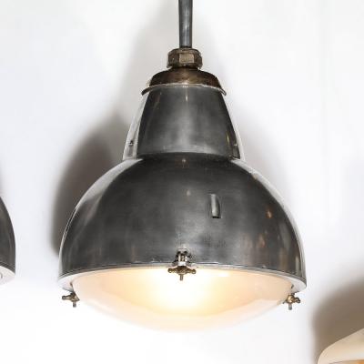 Art Deco Machine Age Industrial Pendants in Polished Aluminum Bronze Brass