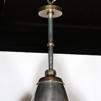 Art Deco Machine Age Industrial Pendants in Polished Aluminum Bronze Brass