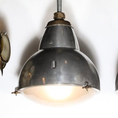 Art Deco Machine Age Industrial Pendants in Polished Aluminum Bronze Brass