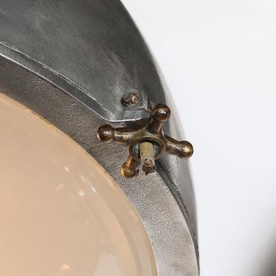 Art Deco Machine Age Industrial Pendants in Polished Aluminum Bronze Brass