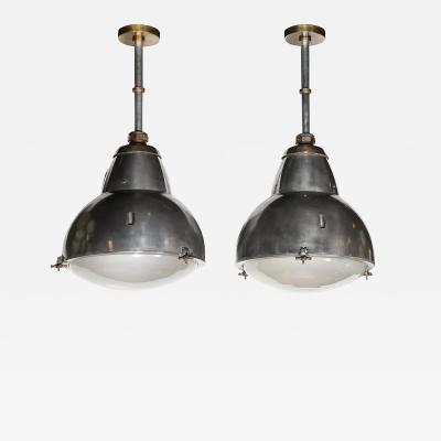 Art Deco Machine Age Industrial Pendants in Polished Aluminum Bronze Brass