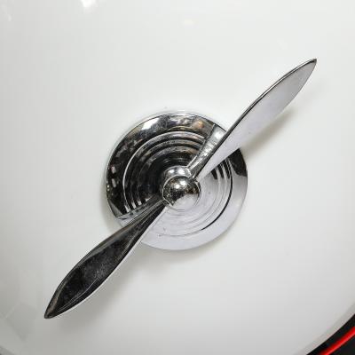 Art Deco Machine Age Milk Glass Chrome Airplane Flush Mount