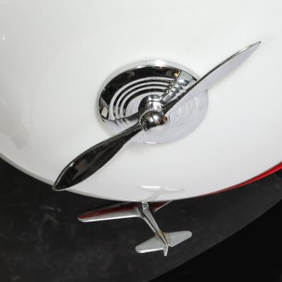Art Deco Machine Age Milk Glass Chrome Airplane Flush Mount