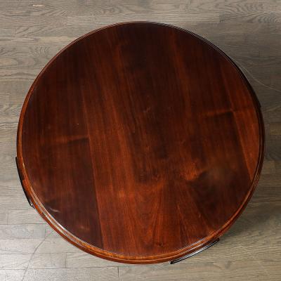 Art Deco Machine Age Occasional Table in Walnut Black Lacquer Supports