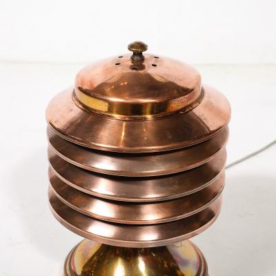 Art Deco Machine Age Polished Copper Table Lamp