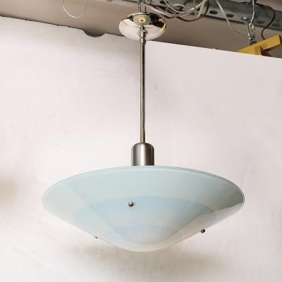 Art Deco Machine Age Sky Blue Glass Pendant Chandelier