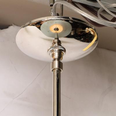 Art Deco Machine Age Sky Blue Glass Pendant Chandelier