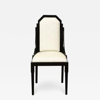 Art Deco Machine Age Skyscraper Style Black Lacquer Holly Hunt Fabric Chair