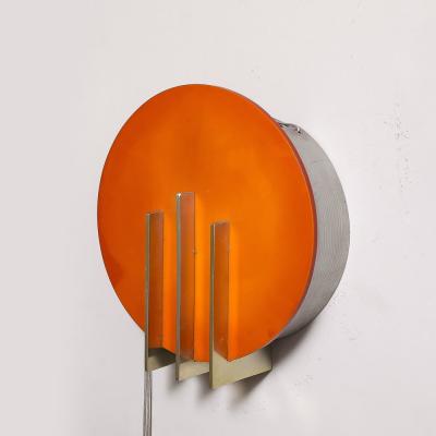 Art Deco Machine Age Smoked Amber Bakelite Brushed Aluminum Wall Sconce