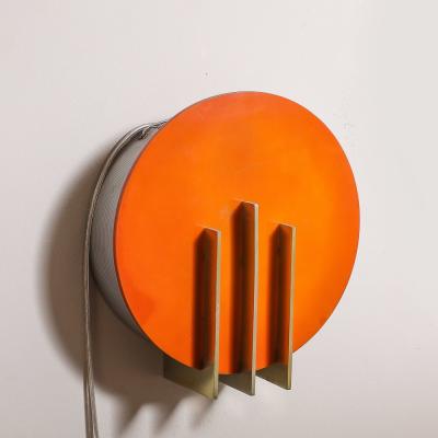 Art Deco Machine Age Smoked Amber Bakelite Brushed Aluminum Wall Sconce