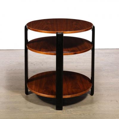 Art Deco Machine Age Three Tier Occasional Table with Fluted Black