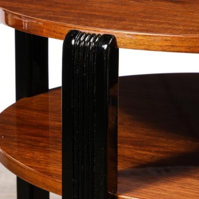 Art Deco Machine Age Three Tier Occasional Table with Fluted Black