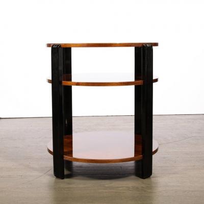 Art Deco Machine Age Three Tier Occasional Table with Fluted Black