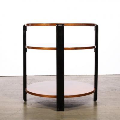 Art Deco Machine Age Three Tier Occasional Table with Fluted Black