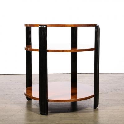 Art Deco Machine Age Three Tier Occasional Table with Fluted Black