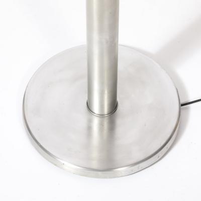 Art Deco Machine Age Torchiere in Brushed Aluminum Glass signed Russel Wright