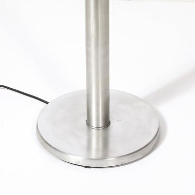 Art Deco Machine Age Torchiere in Brushed Aluminum Glass signed Russel Wright