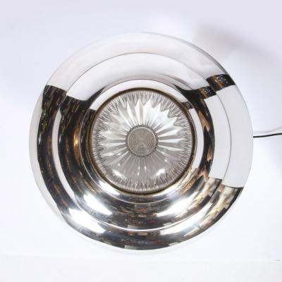 Art Deco Machine Aged Chrome and Glass Table Lamp