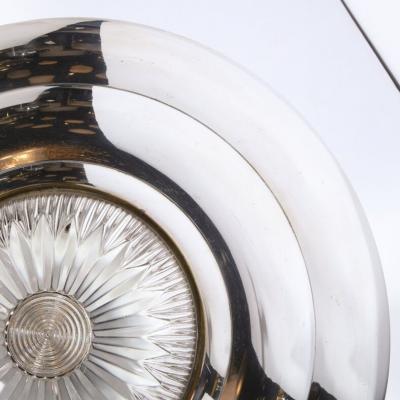 Art Deco Machine Aged Chrome and Glass Table Lamp