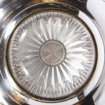Art Deco Machine Aged Chrome and Glass Table Lamp