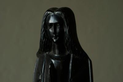 Art Deco Madonna in Hand Carved Solid Ebony Belgium 1930s