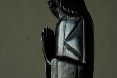 Art Deco Madonna in Hand Carved Solid Ebony Belgium 1930s