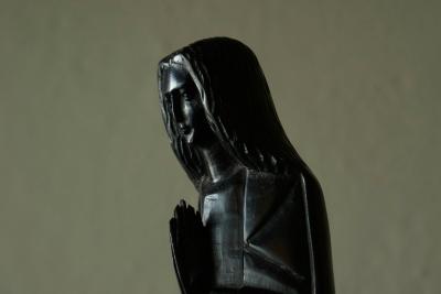 Art Deco Madonna in Hand Carved Solid Ebony Belgium 1930s