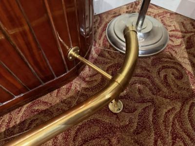 Art Deco Mahogany Bar with Brass Footrail and Rear Storage Shelves