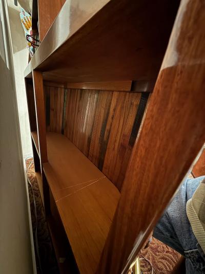 Art Deco Mahogany Bar with Brass Footrail and Rear Storage Shelves