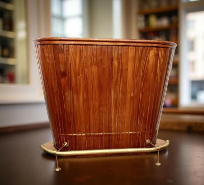 Art Deco Mahogany Bar with Brass Footrail and Rear Storage Shelves